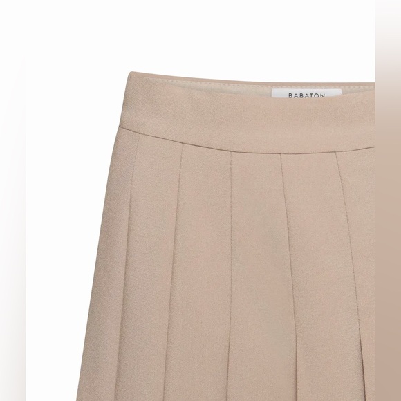 Babaton Pleated Mini Skirt in Beige - Picture 3 of 7